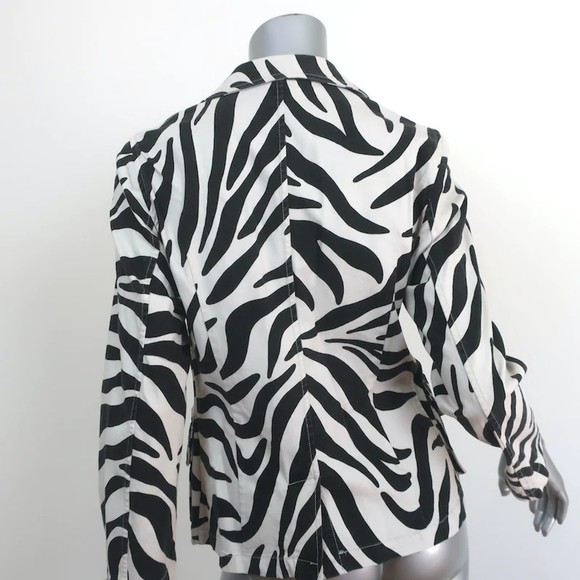 Nili Lotan Blazer Addison Zebra Print Cotton Size 4 One-Button Jacket NEW - Picture 4 of 6